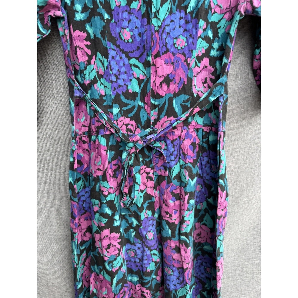 Rabbit Designs Sz 8 Vintage 80's 90's USA Jumpsuit Romper Floral Pink Purple - Picture 9 of 10